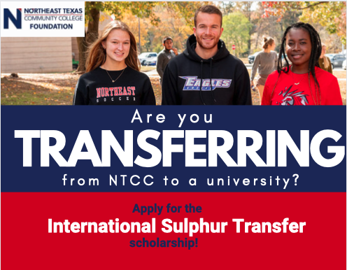 transfer scholarship banner with students
