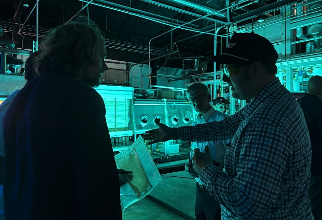 NTCC alumnus, Ricky Huitema, Dr. Andrew Yox, and NTCC alumnus, Matthew Jordan at the new lithium factory outside Texarkana, created by EnergyX out of Austin