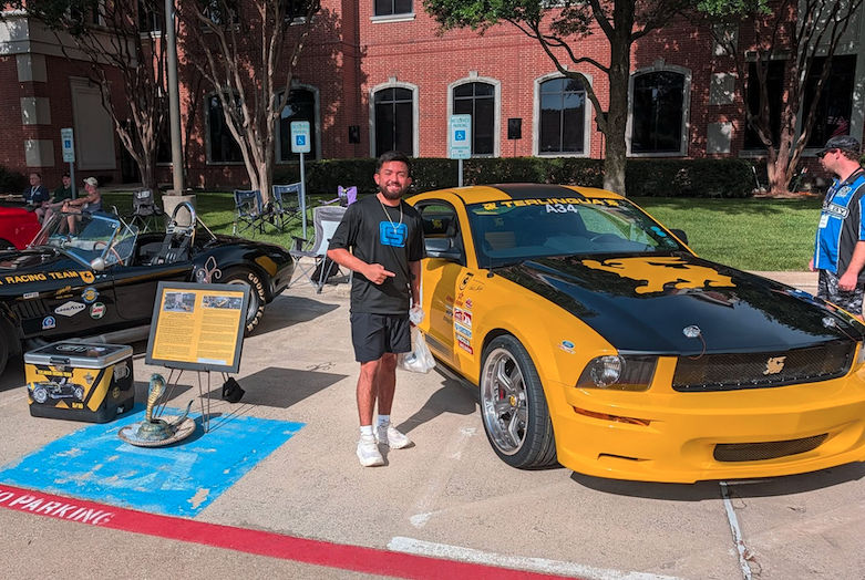 Pablo in front of yellow Terlingua Shelby