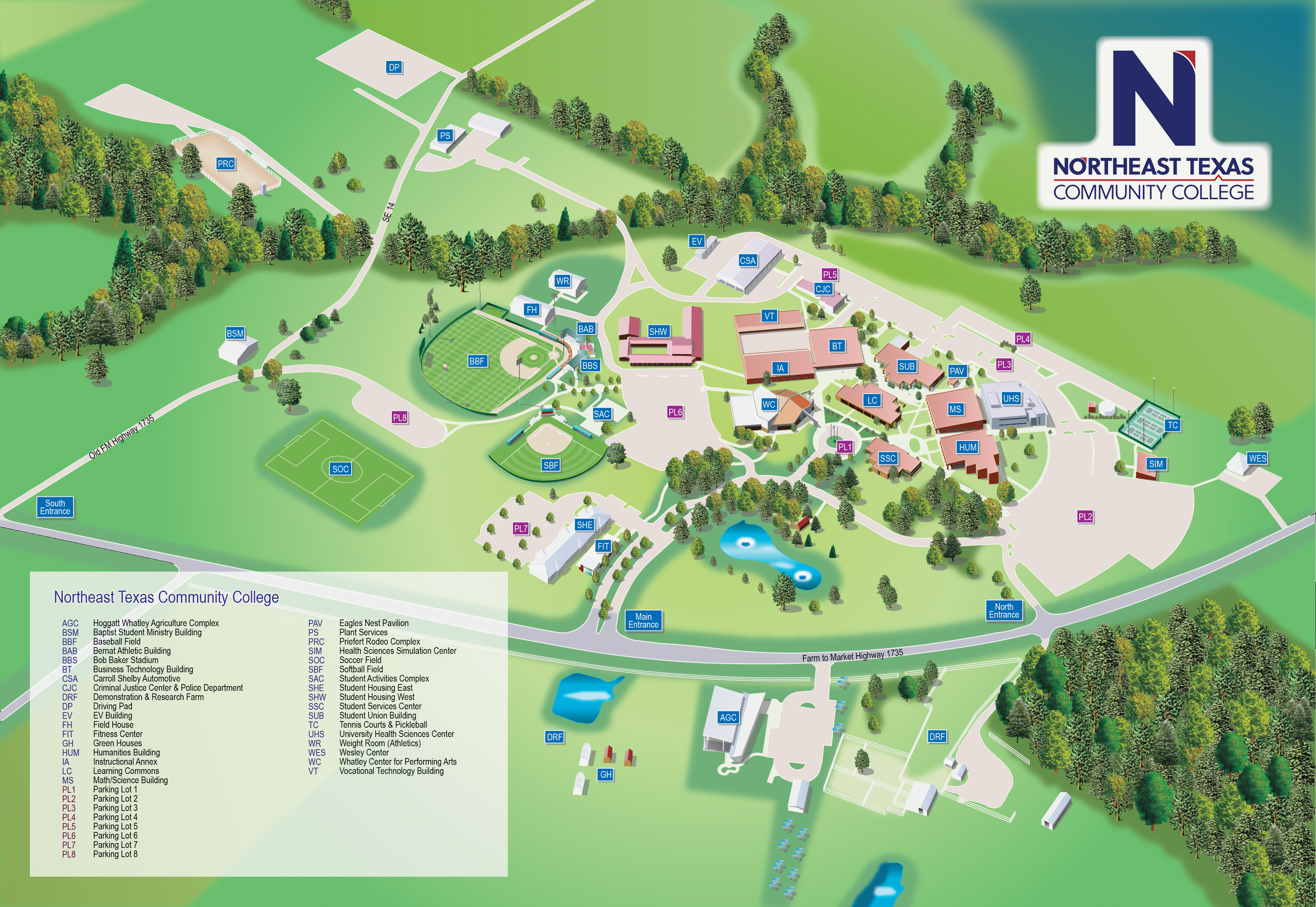 NTCC illustarted aerial view campus map