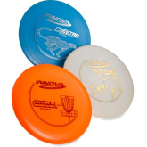 Discs for playing disc golf.