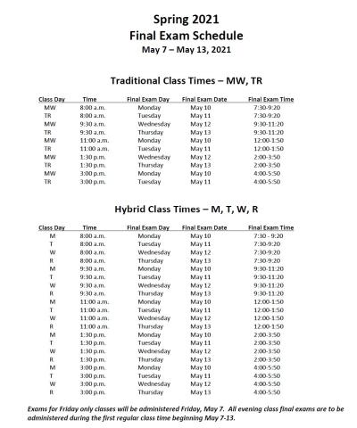 Spring 2021 Fina lExam Schedule