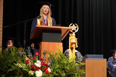 Hailey Randall giving address