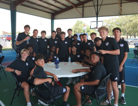 soccer team at burger lunch