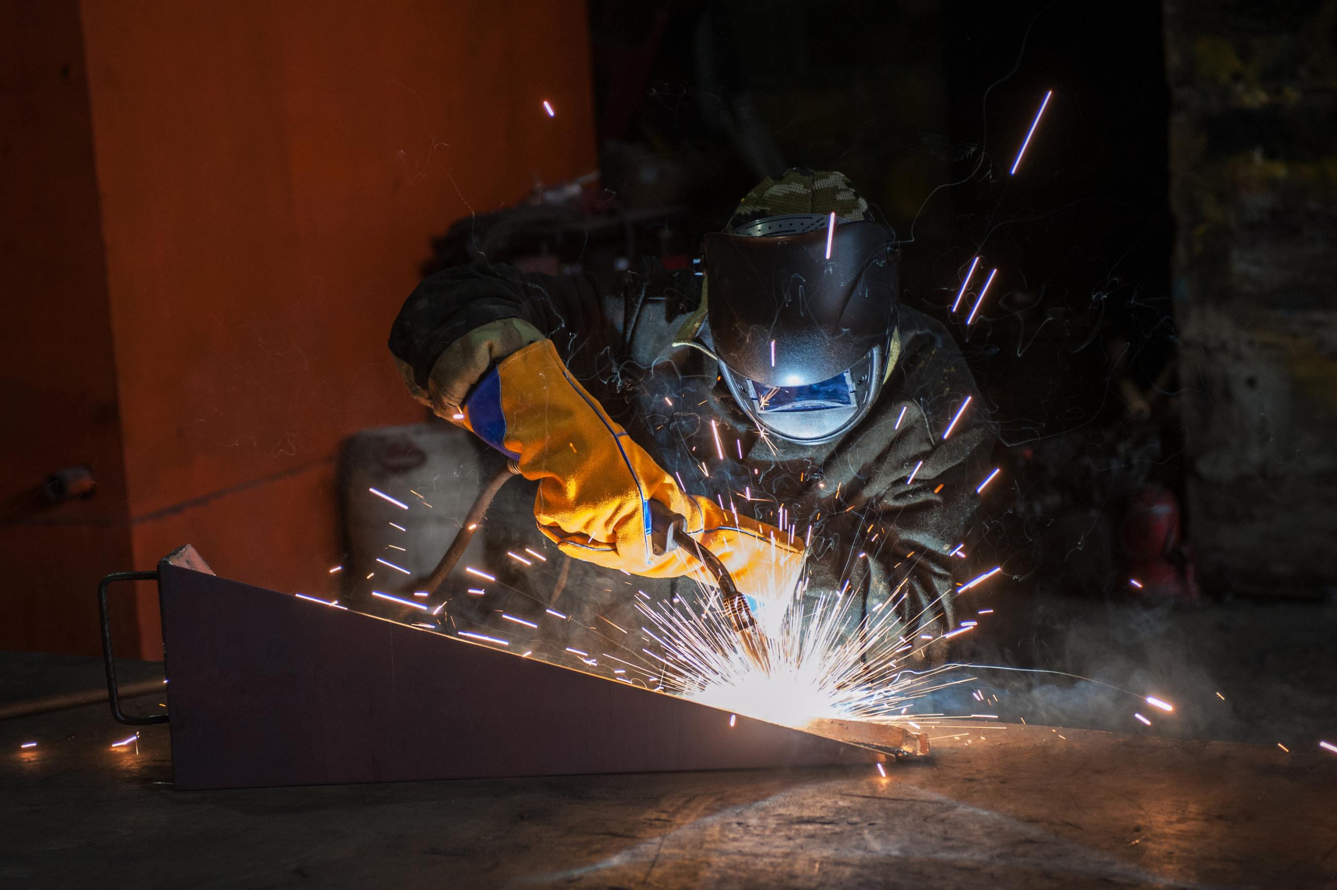 A Welder Welding