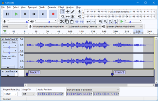 Screenshot of Audacity Software