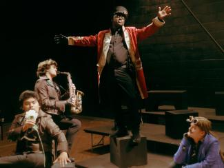 Twelfth Night or What You Will production photo with 4 cast memebers