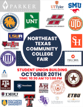 college fair flyers with university logos