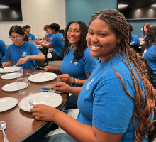 girls learning to use forks properly