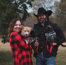 Cali Davis with husband and dogs