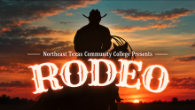 rodeo graphic with cowboy in front of sunset