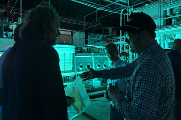 NTCC alumnus, Ricky Huitema, Dr. Andrew Yox, and NTCC alumnus, Matthew Jordan at the new lithium factory outside Texarkana, created by EnergyX out of Austin