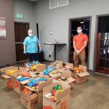 students prepare donations