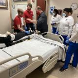 student participating in simulation