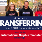 transfer scholarship banner with students
