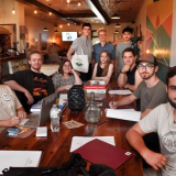 students at table