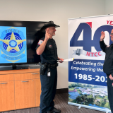 Weisinger being sworn in